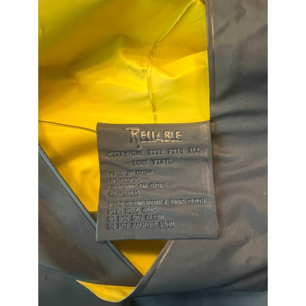 PVC Rain Poncho Navy Yellow Waterproof Hood Reliable OSFA - Picture 5 of 8
